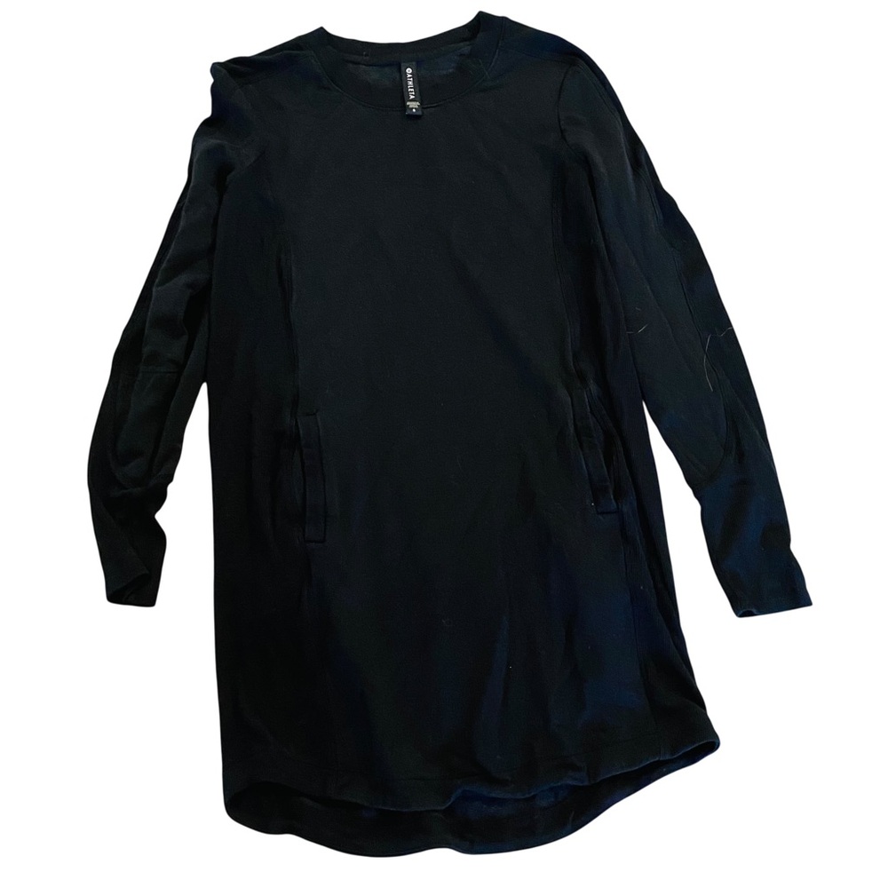Athleta Balance Sweatshirt Dress Black Pockets Small - Picture 2 of 6